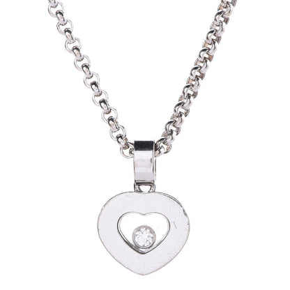 Chopard 18K White Gold Happy Diamonds Icons Heart Pendant Necklace 4 of 7