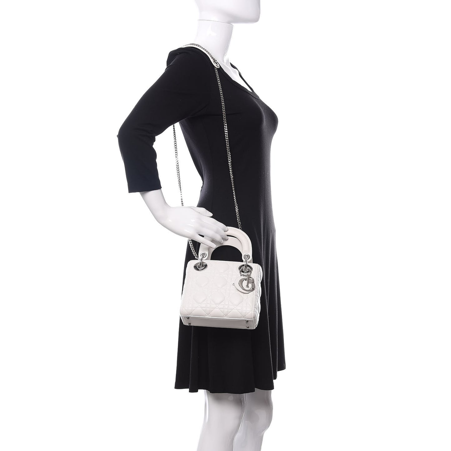 Lambskin Cannage Mini Lady Dior White