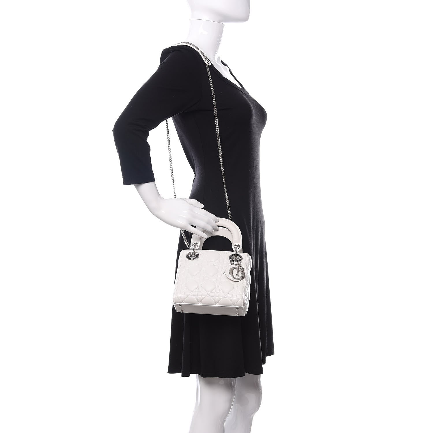 Christian Dior Lambskin Cannage Mini Lady Dior White 2 of 13