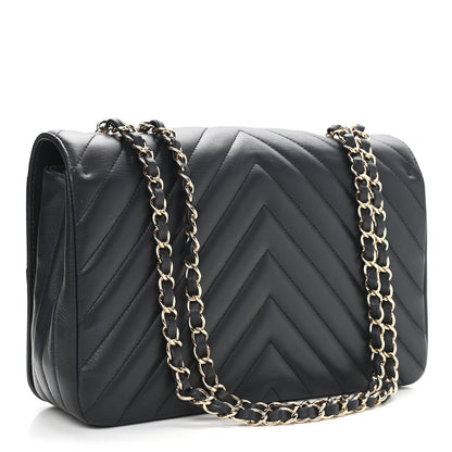 Chanel Calfskin Chevron Quilted Medium Statement Flap Navy Blue 3 of 11