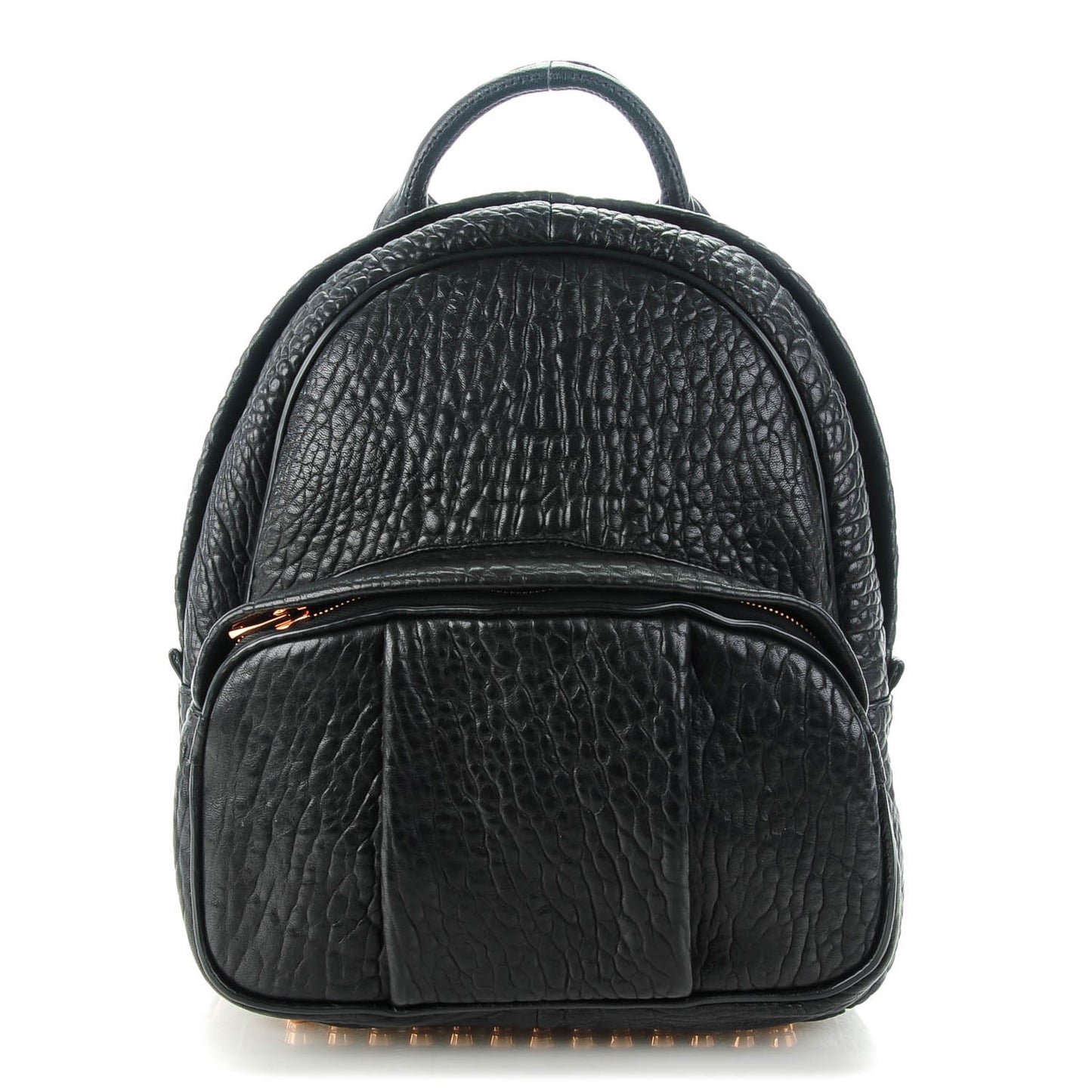 Pebbled Lambskin Dumbo Backpack Black Rose Gold Hardware