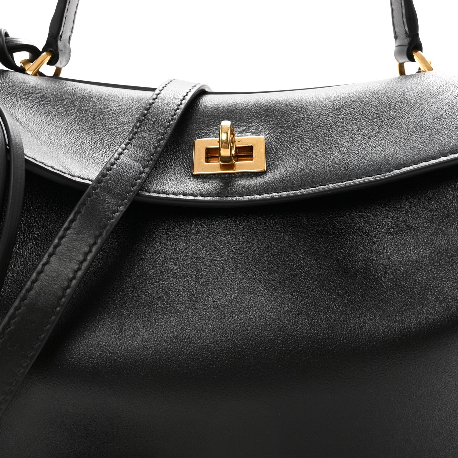 Balenciaga Natural Smooth Calfskin Small Rodeo Top Handle Handbag Black 7 of 9