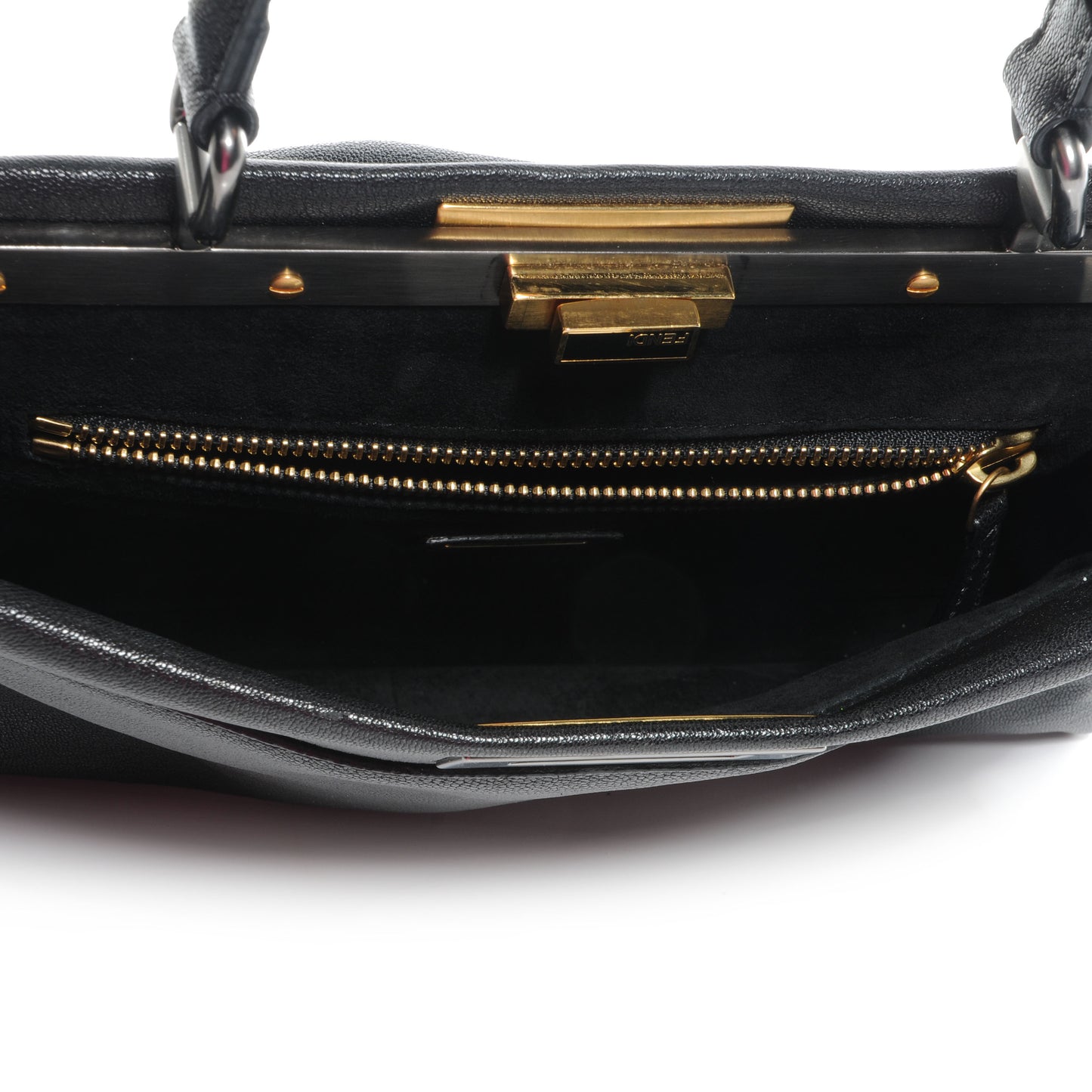 Goatskin Medium Peekaboo Iconic Satchel Black