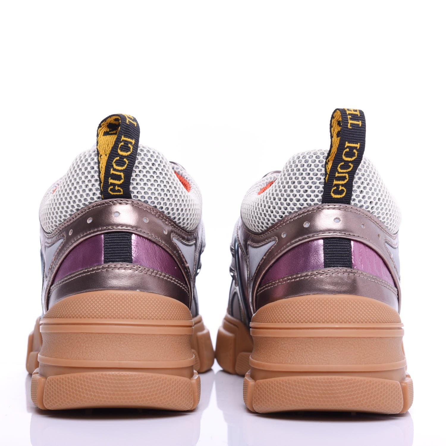 Gucci X SEGA Metallic Calfskin Mesh Womens Flashtrek Sneakers 40.5 Rame Mystic White Lago 7 of 10