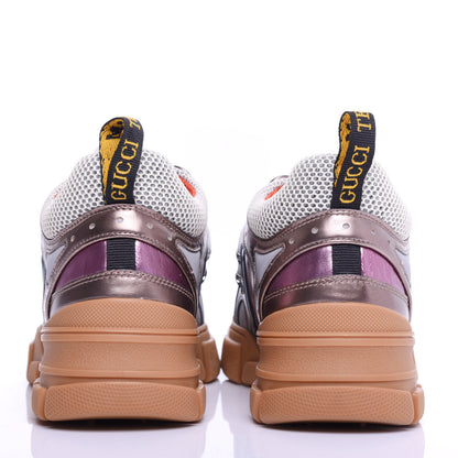 Gucci X SEGA Metallic Calfskin Mesh Womens Flashtrek Sneakers 40.5 Rame Mystic White Lago 7 of 10