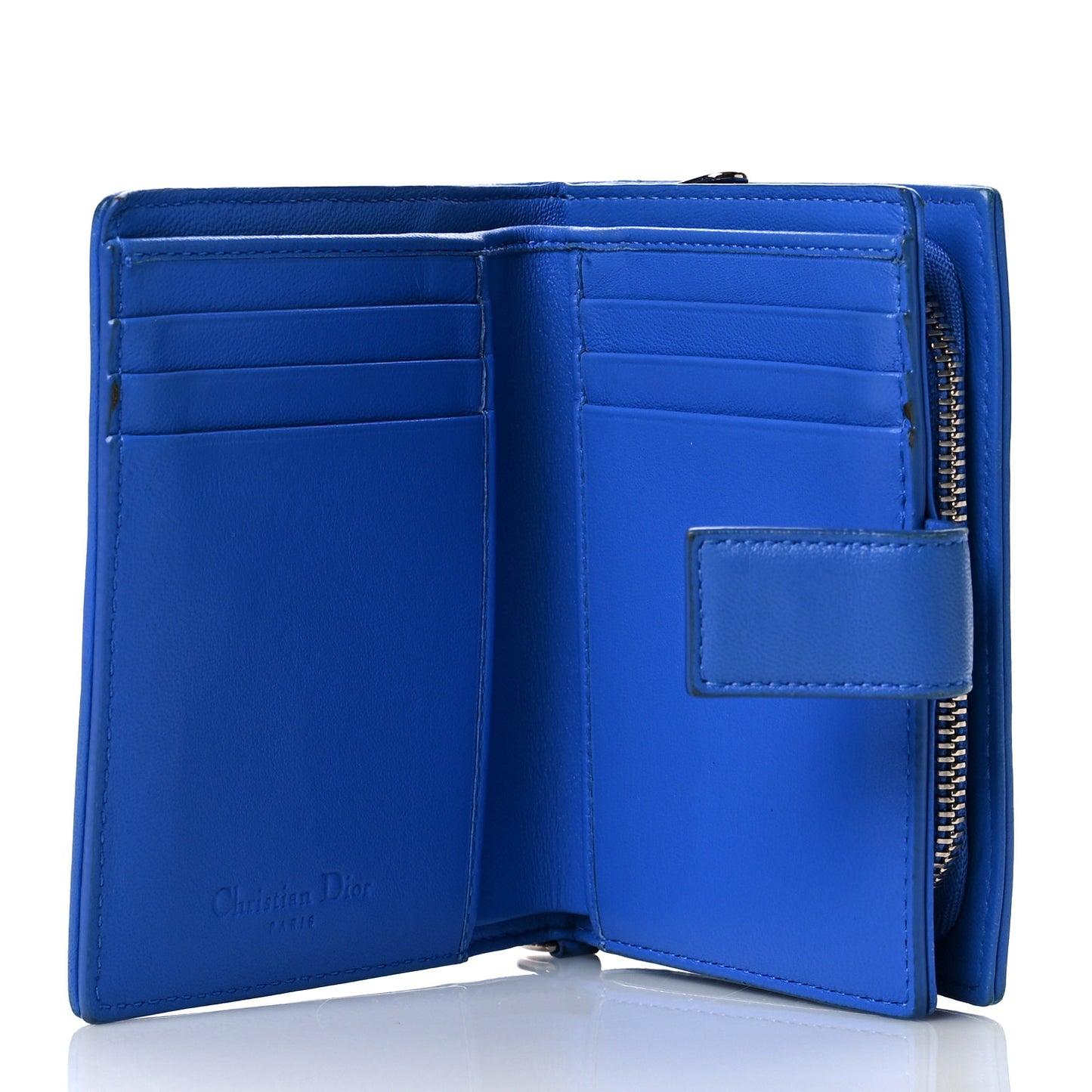 Lambskin Cannage Lady Dior Eden Wallet Blue