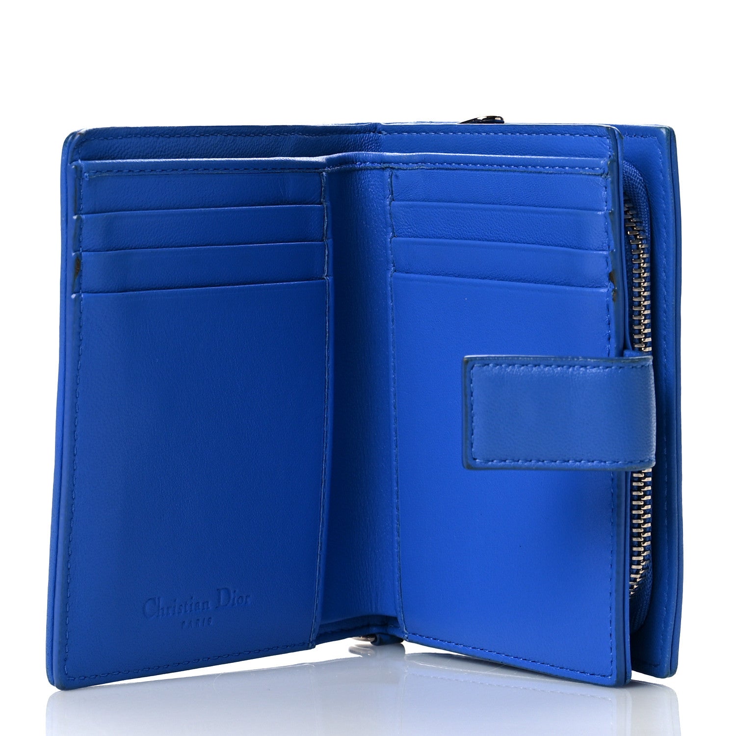 Christian Dior Lambskin Cannage Lady Dior Eden Wallet Blue 5 of 14
