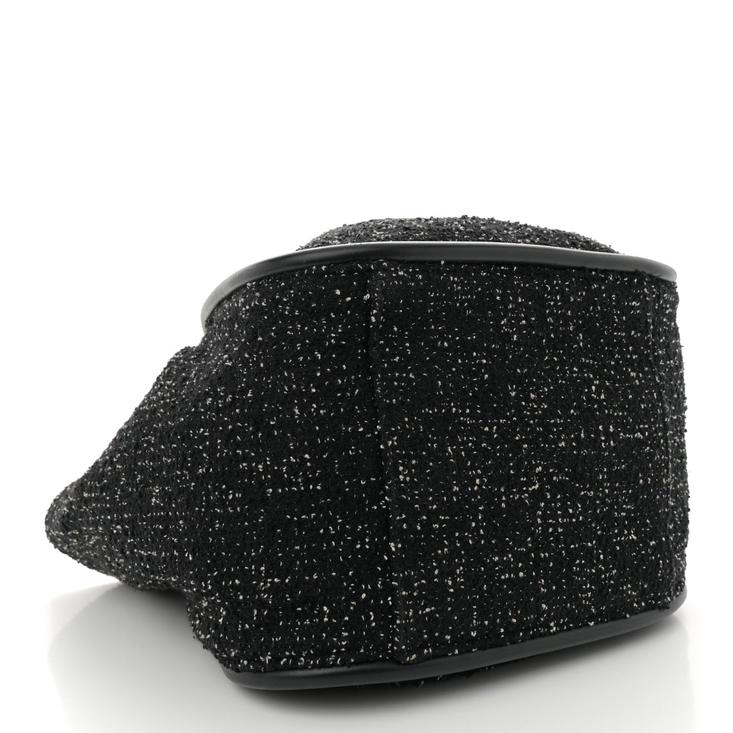 Tweed Large Ruched Tote Black