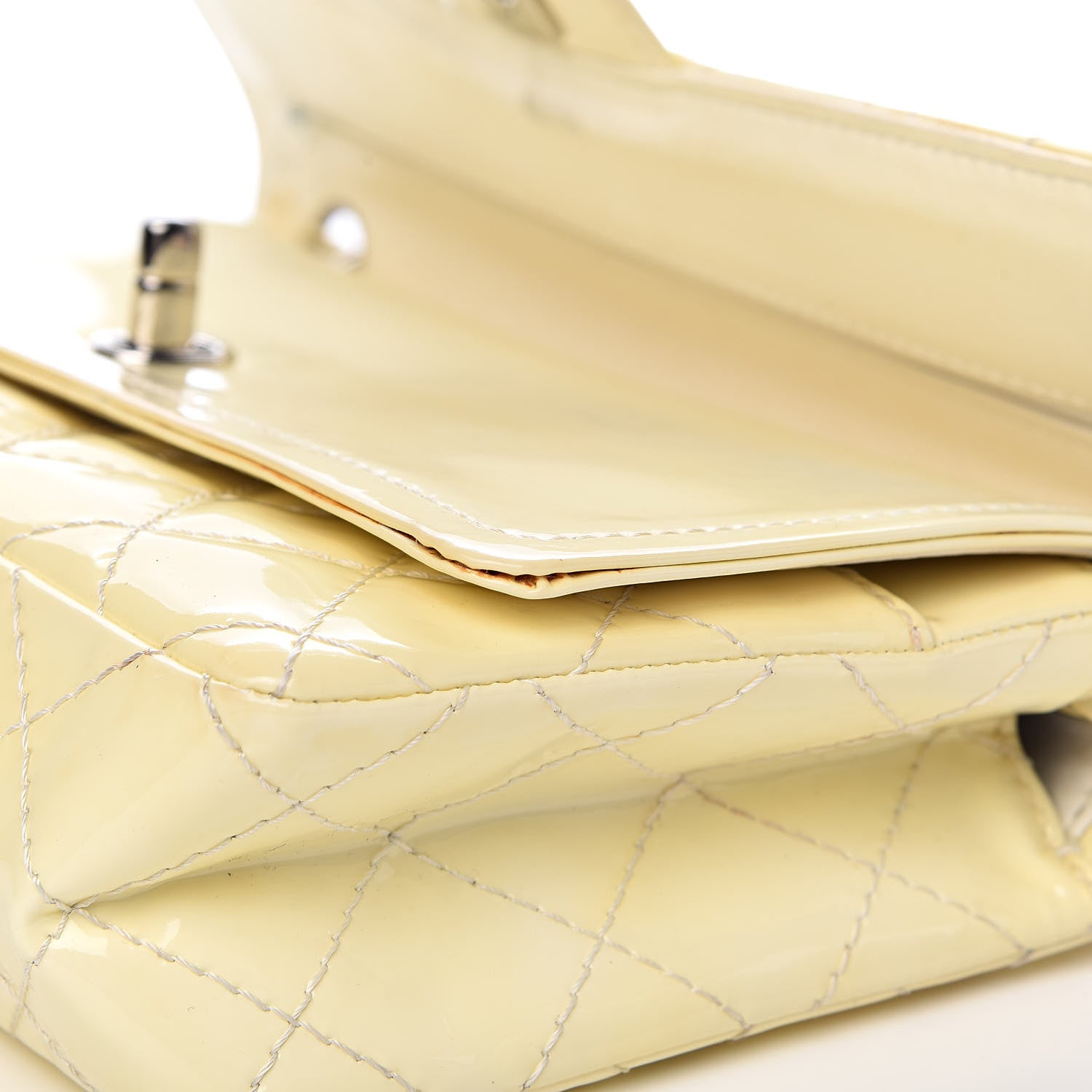 Chanel Patent Quilted Medium Double Flap Ivory 19 of 26