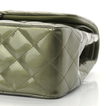 Chanel Striated Patent Quilted Jumbo Double Flap Green 8 of 12