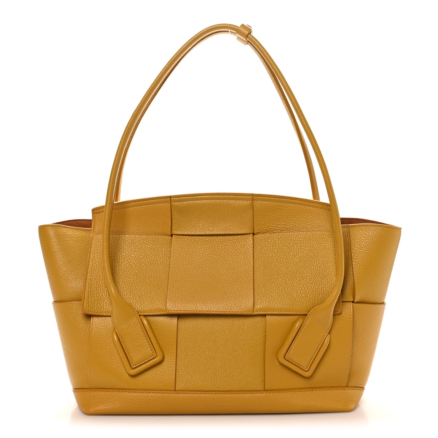 Grained Calfskin Maxi Intrecciato Medium Arco Mustard Yellow