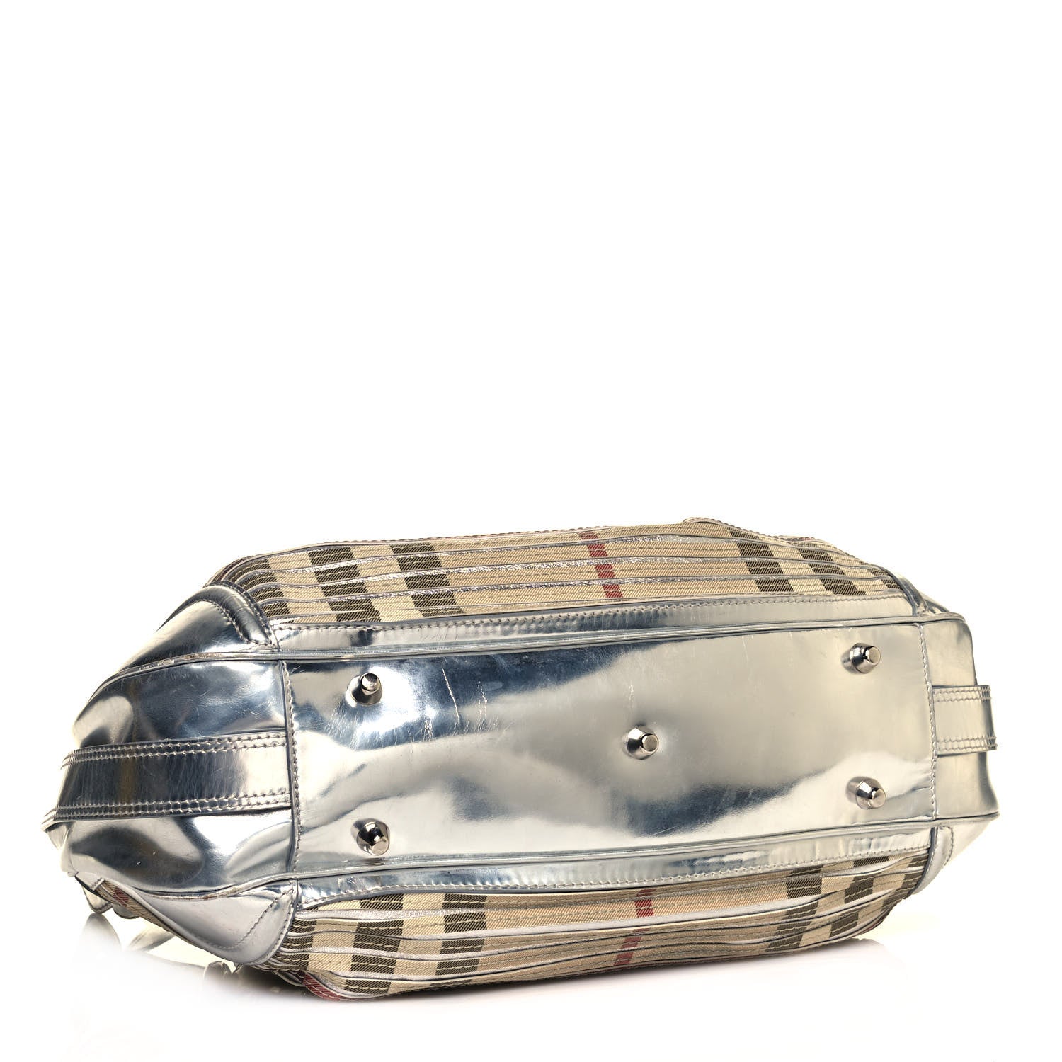 Burberry Metallic Patent House Check Sliced Beaton Silver 4 of 21