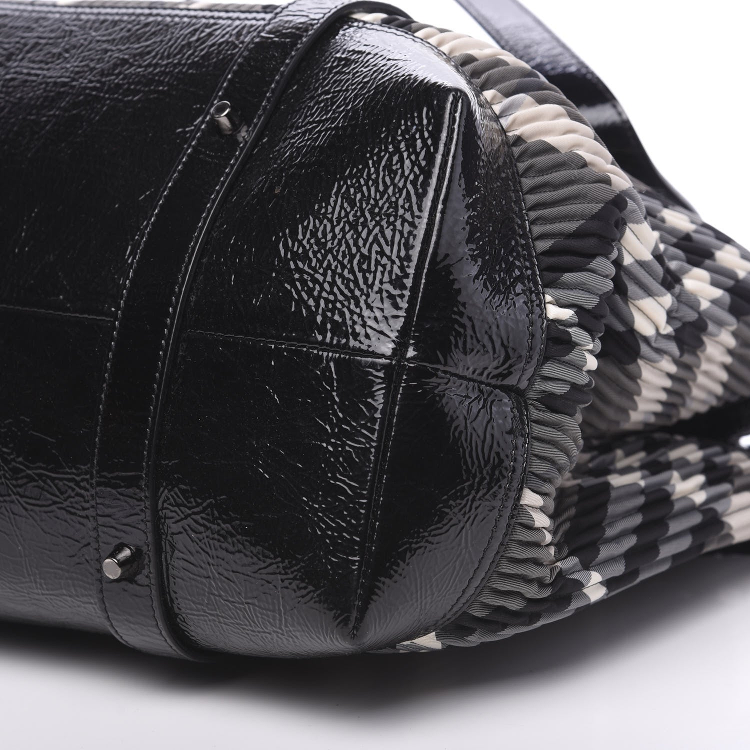 Burberry Nylon Beat Check Pleated East West Tote Black 9 of 9