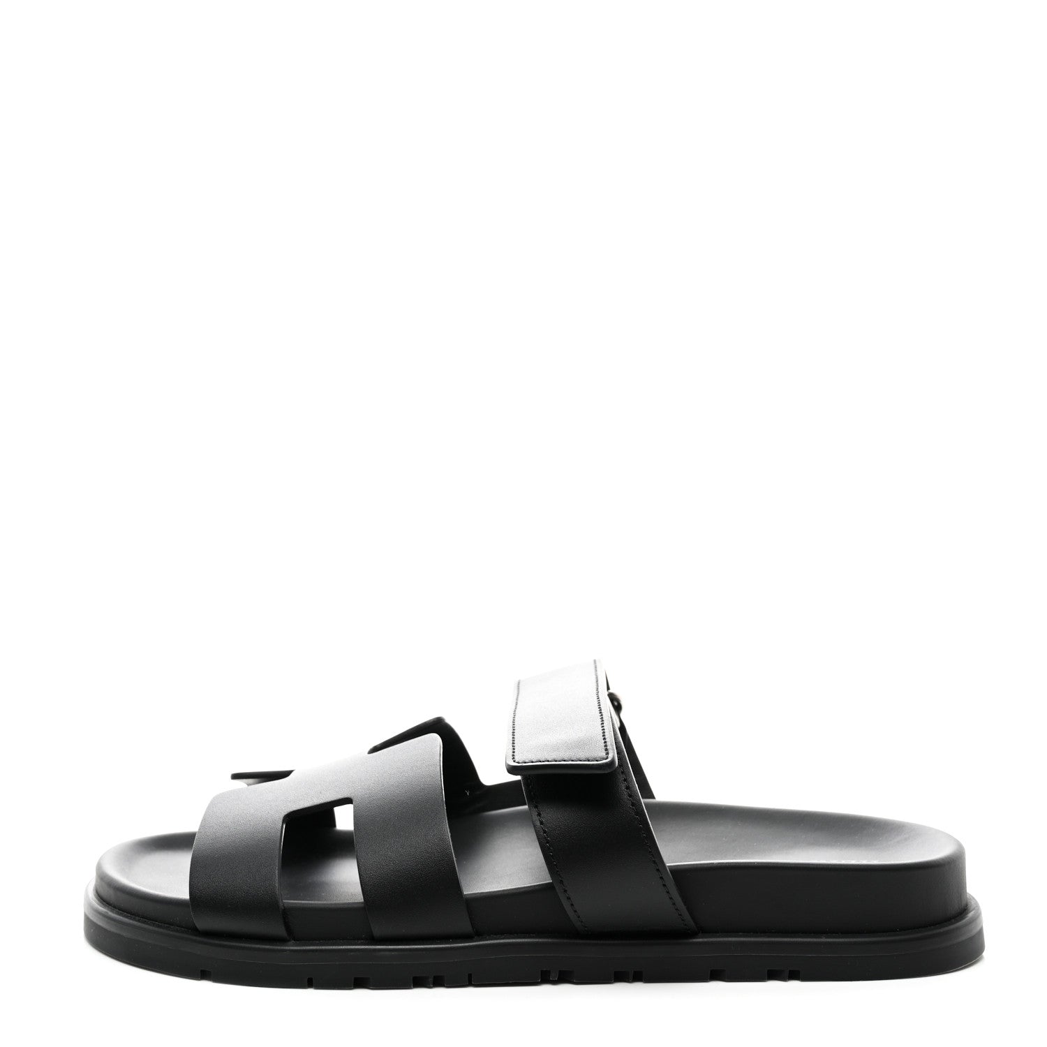 Hermes Calfskin Womens Chypre Sandals 39.5 Black 1 of 8