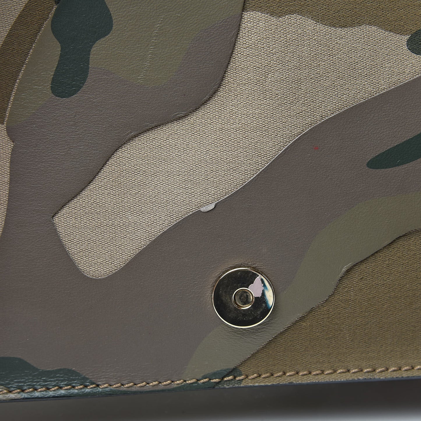 Nappa Canvas Camouflage Rockstud Wristlet Clutch Multicolor
