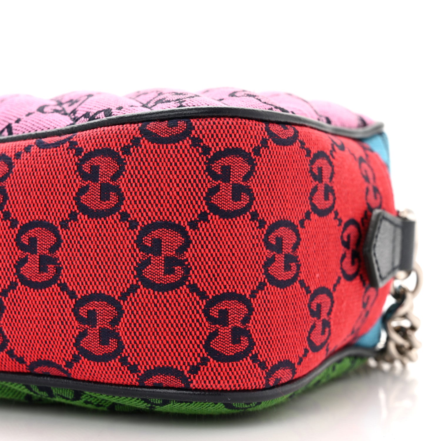 Gucci Monogram Multicolor Matelasse Diagonal Small GG Marmont Chain Shoulder Bag Pink Blue Green Red Light Blue 10 of 10