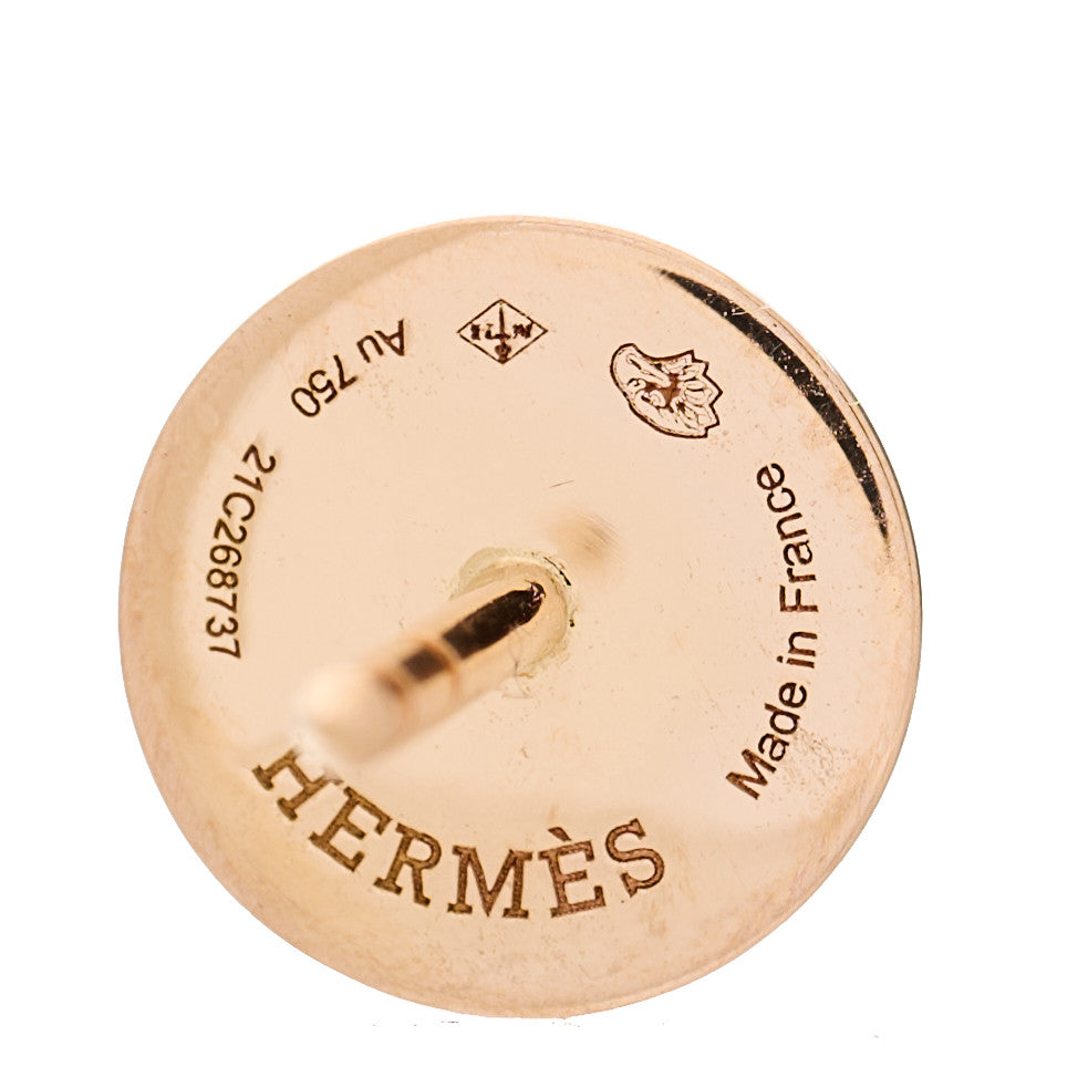 Hermes 18K Rose Gold TPM Ex-Libris Stud Earrings 4 of 4