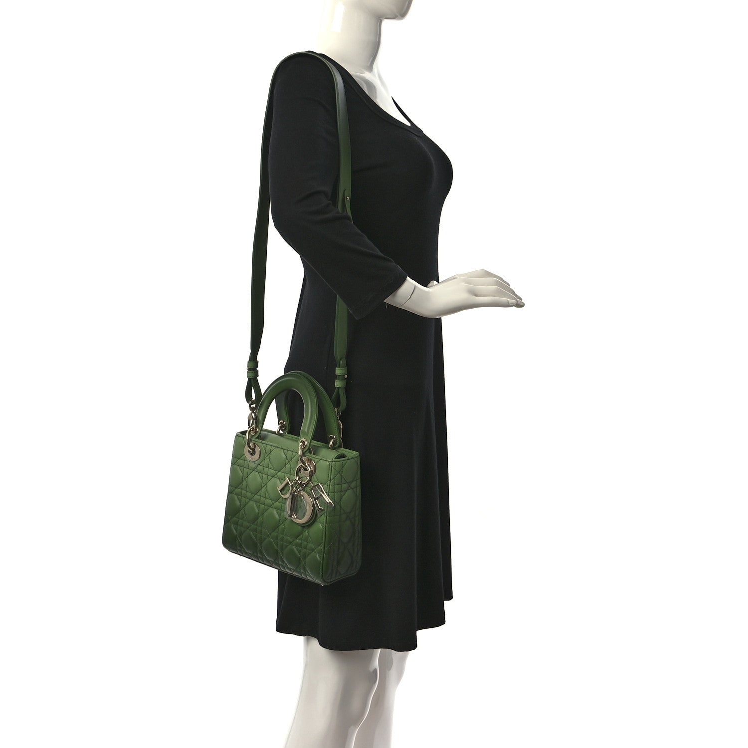 Christian Dior Lambskin Cannage Gradient Small Lady Dior Indigo Green 3 of 8