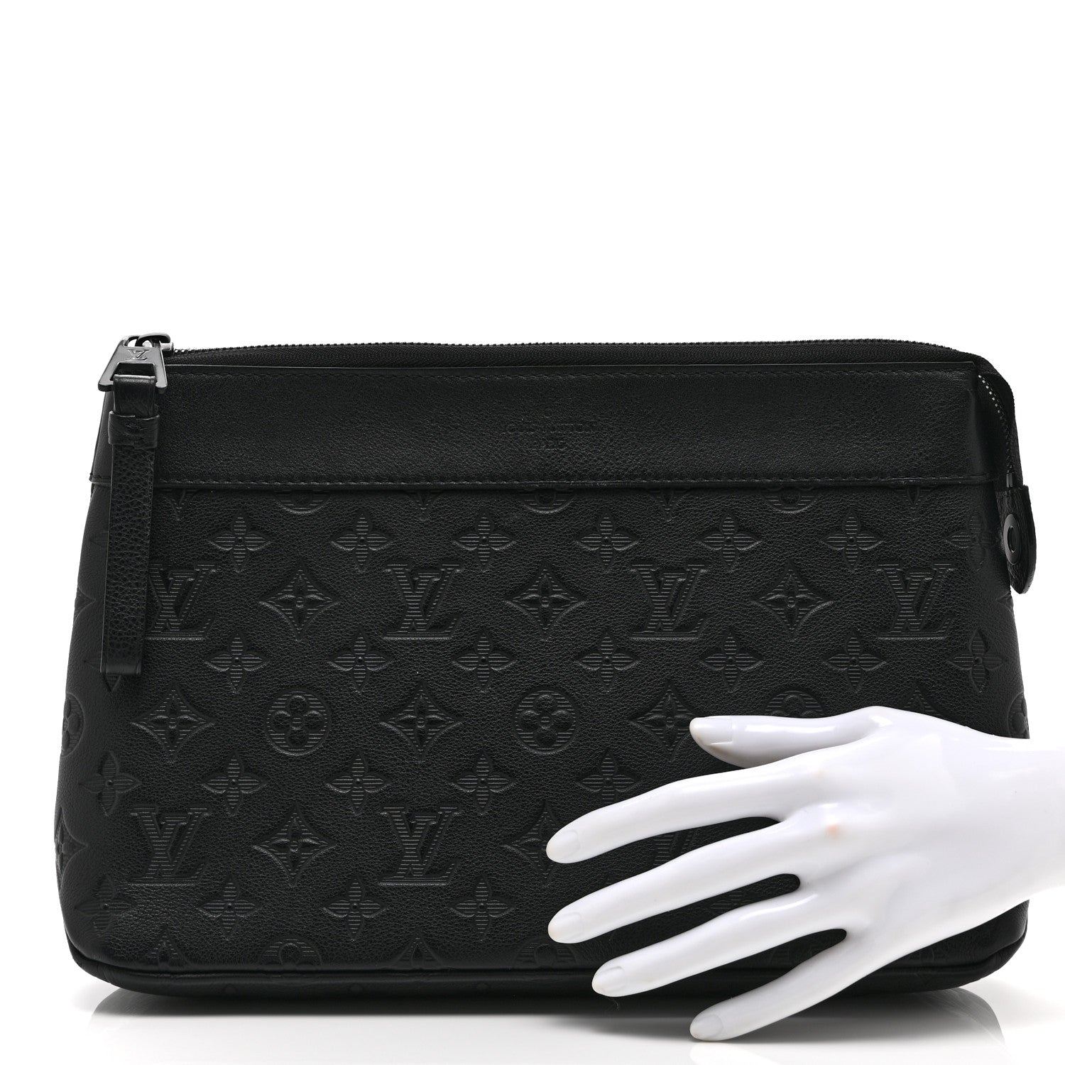 Louis Vuitton Shadow Calfskin Monogram Pochette Voyage Souple Black 2 of 8
