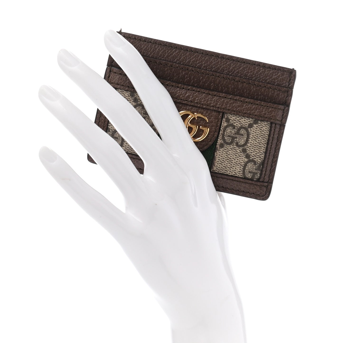 GG Supreme Monogram Ophidia Card Holder Brown