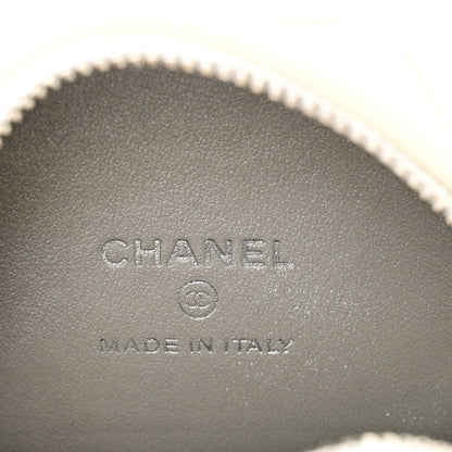 Chanel Lambskin Metal Quilted Round Clutch With Chain White Silver 6 of 10