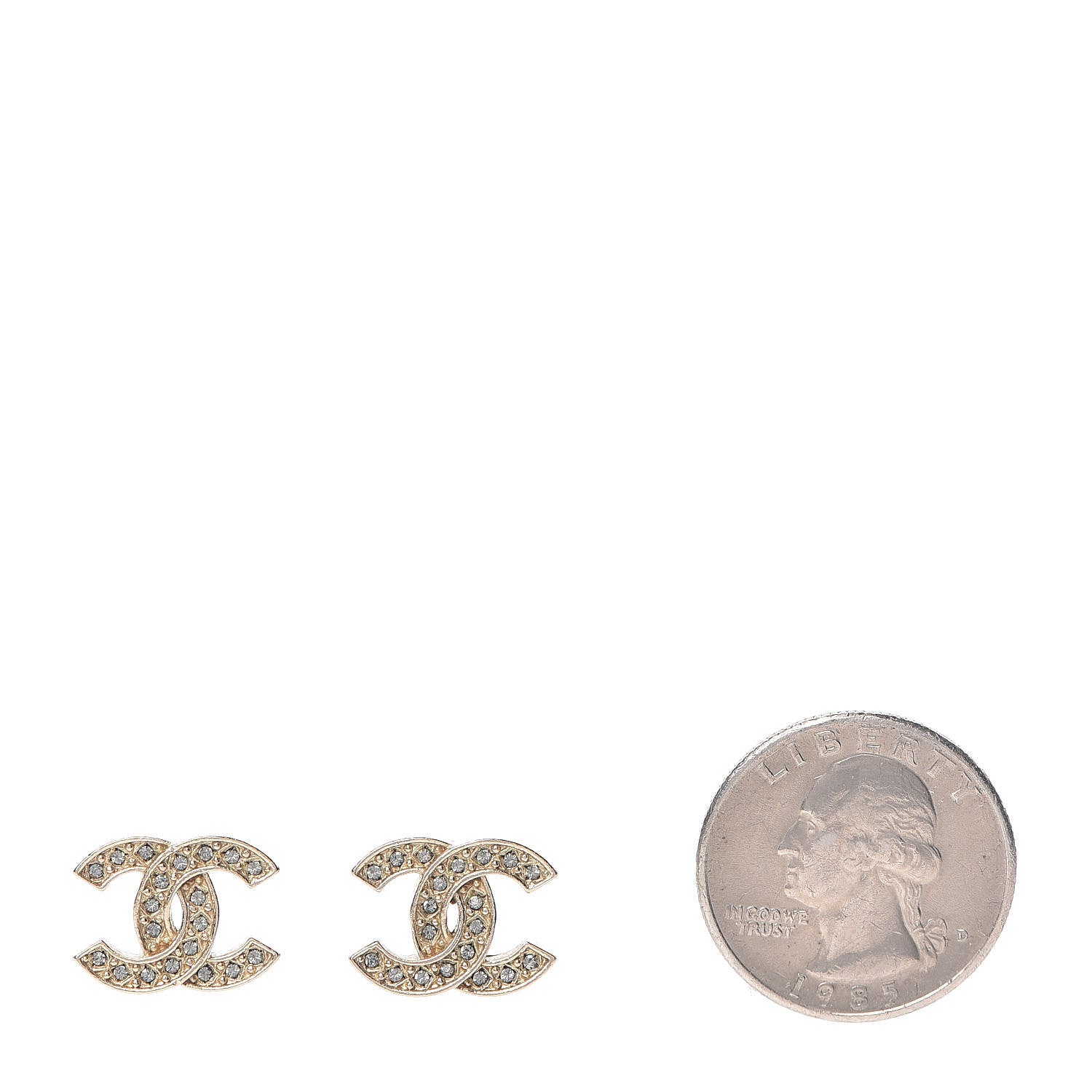 Chanel Crystal CC Earrings Gold 2 of 5