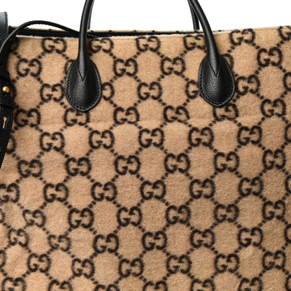 Gucci Covered Wool GG Monogram Large Tote Bag Beige Ebony 8 of 10