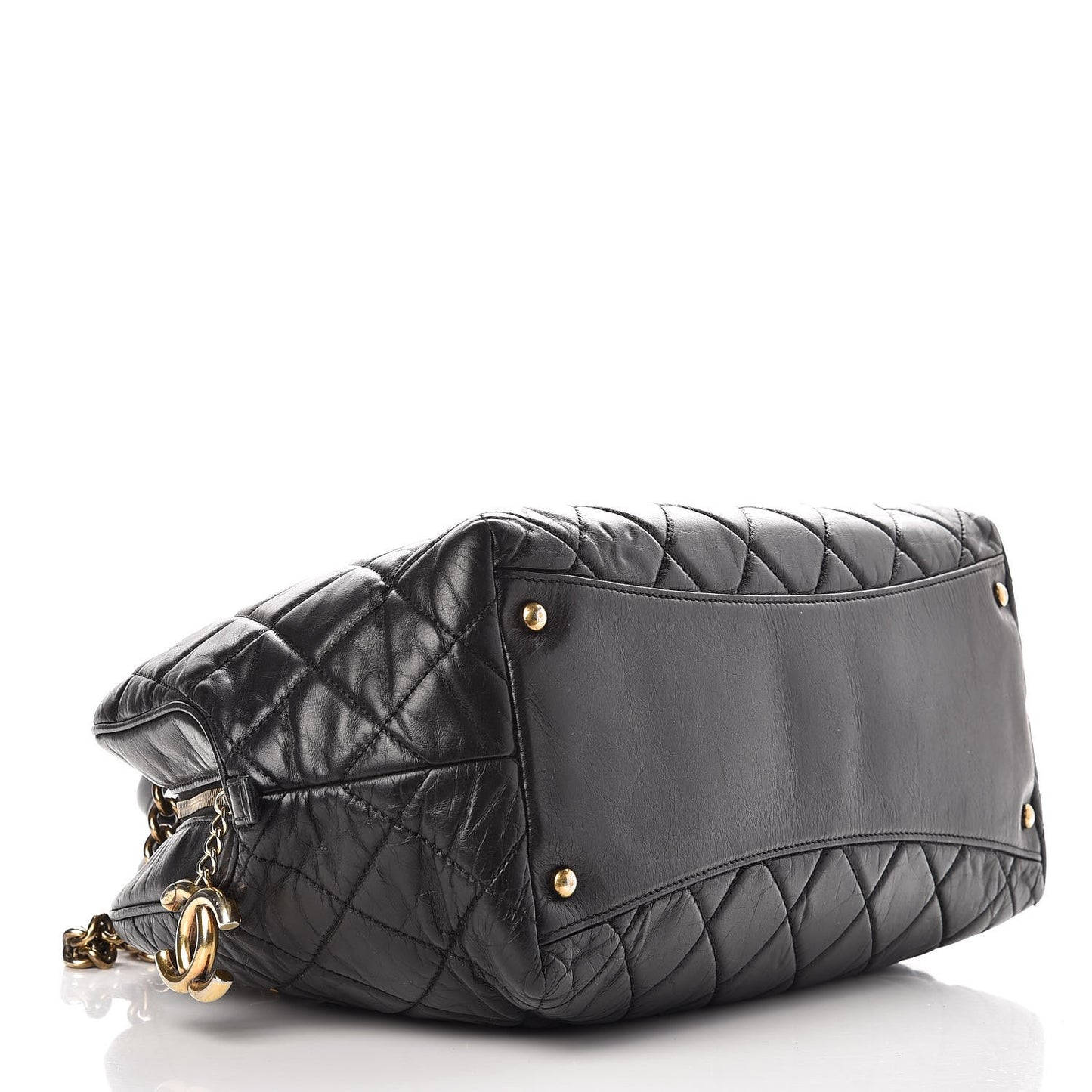 Glazed Calfskin Castle Rock Bowling Bag Black