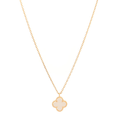 Van Cleef & Arpels 18K Yellow Gold Mother of Pearl Sweet Alhambra Pendant Necklace 1 of 5