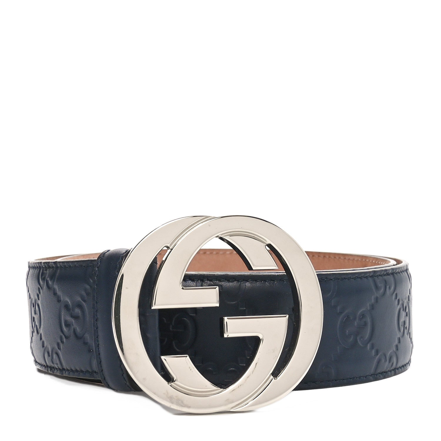 Gucci Guccissima Signature Interlocking G 40mm Belt 80 32 Blue 1 of 6