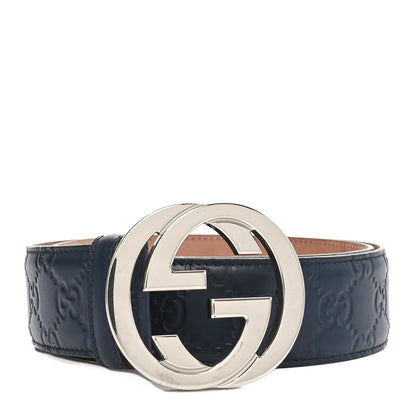 Gucci Guccissima Signature Interlocking G 40mm Belt 80 32 Blue 1 of 6