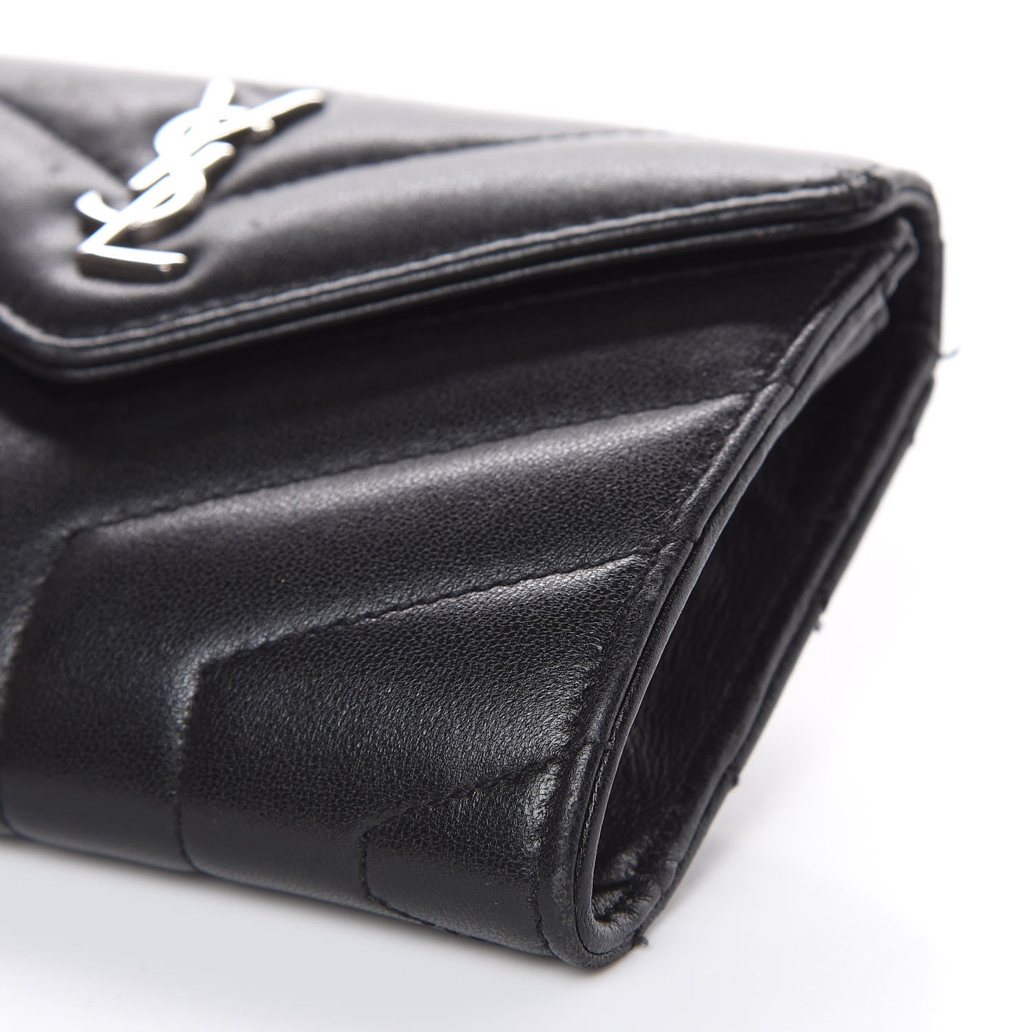 Saint Laurent Lambskin Y Quilted Monogram Small Loulou Envelope Wallet Black 8 of 14