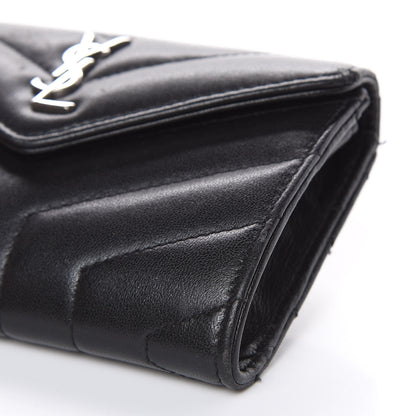 Saint Laurent Lambskin Y Quilted Monogram Small Loulou Envelope Wallet Black 8 of 14