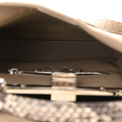 Fendi Cuoio Romano Snakeskin Selleria Mini Peekaboo Iconic Satchel Corda White 5 of 11
