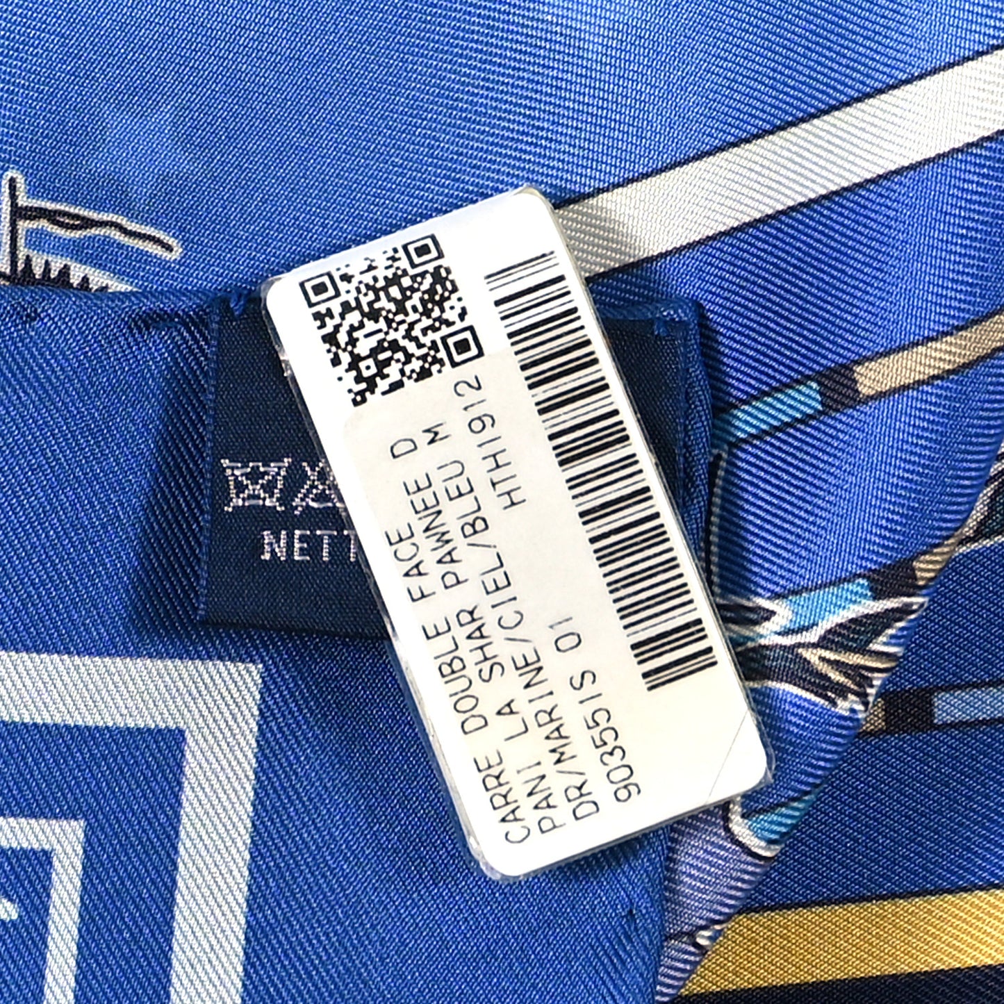 Silk Double Face Pani La Shar Pawnee Scarf 90 Marine Ciel Bleu Marine