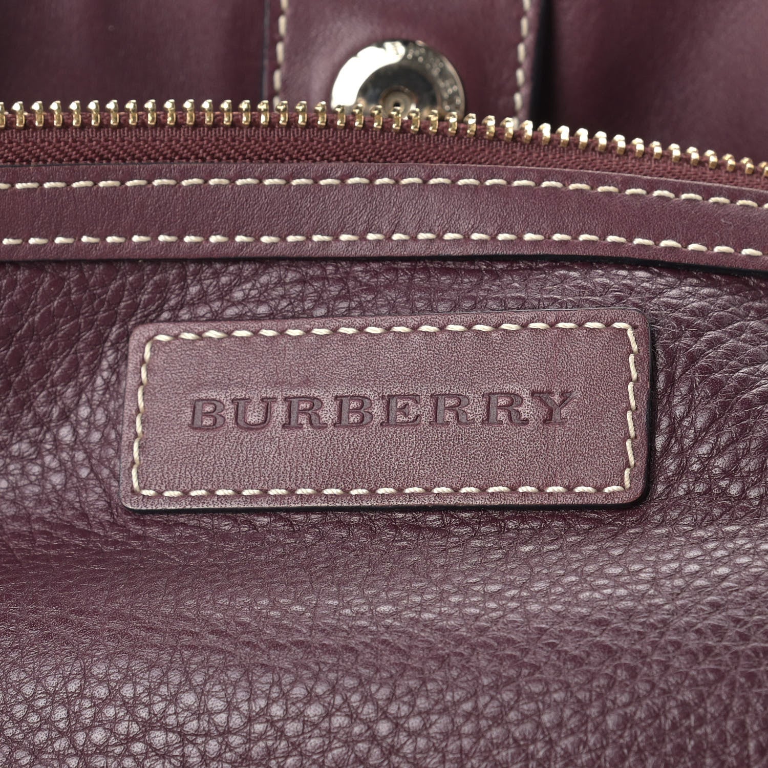 Burberry Calfskin Saddle Stitch Small Canterbury Tote Burgundy 6 of 9