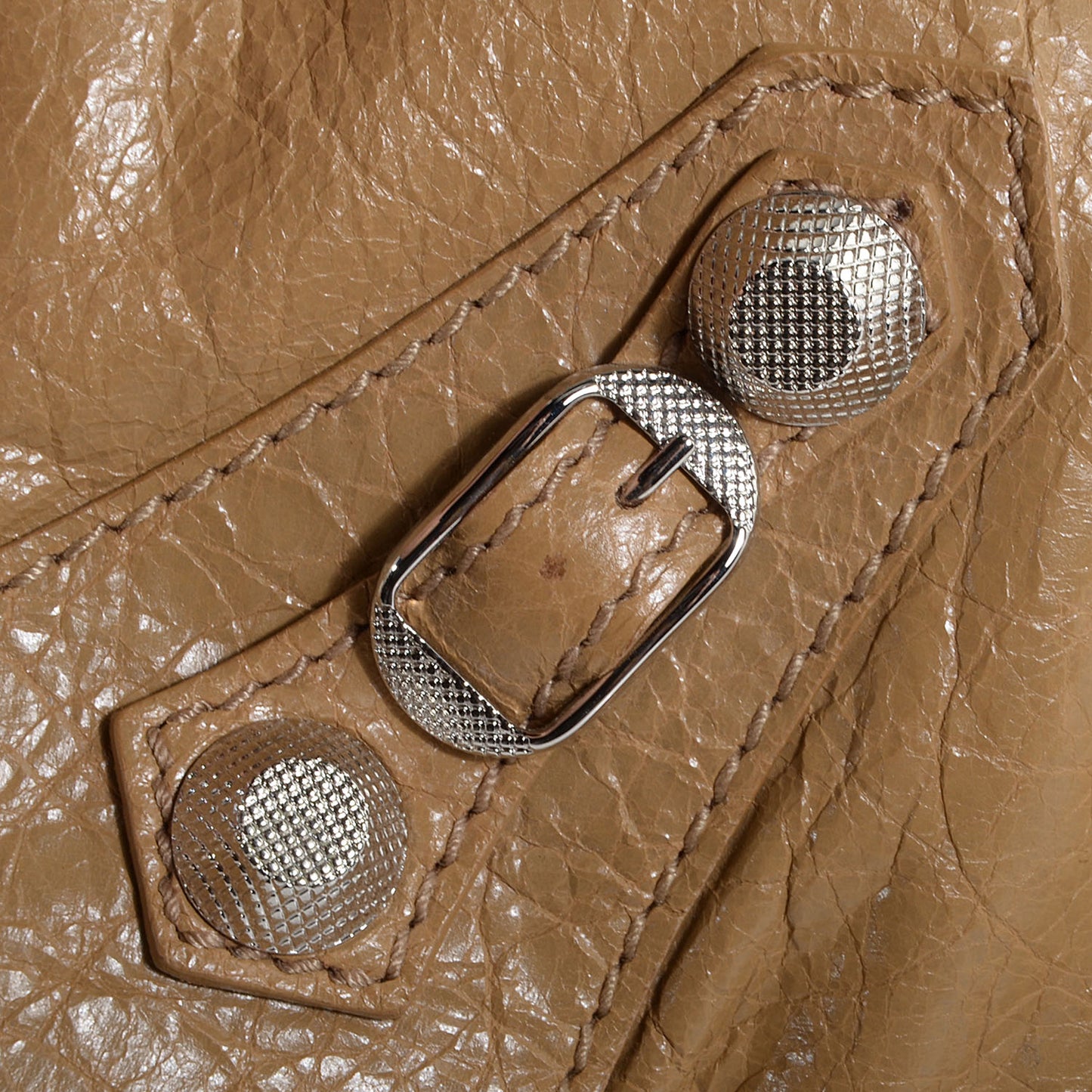 Agneau Giant 12 Silver Hardware Work Beige Nougatine