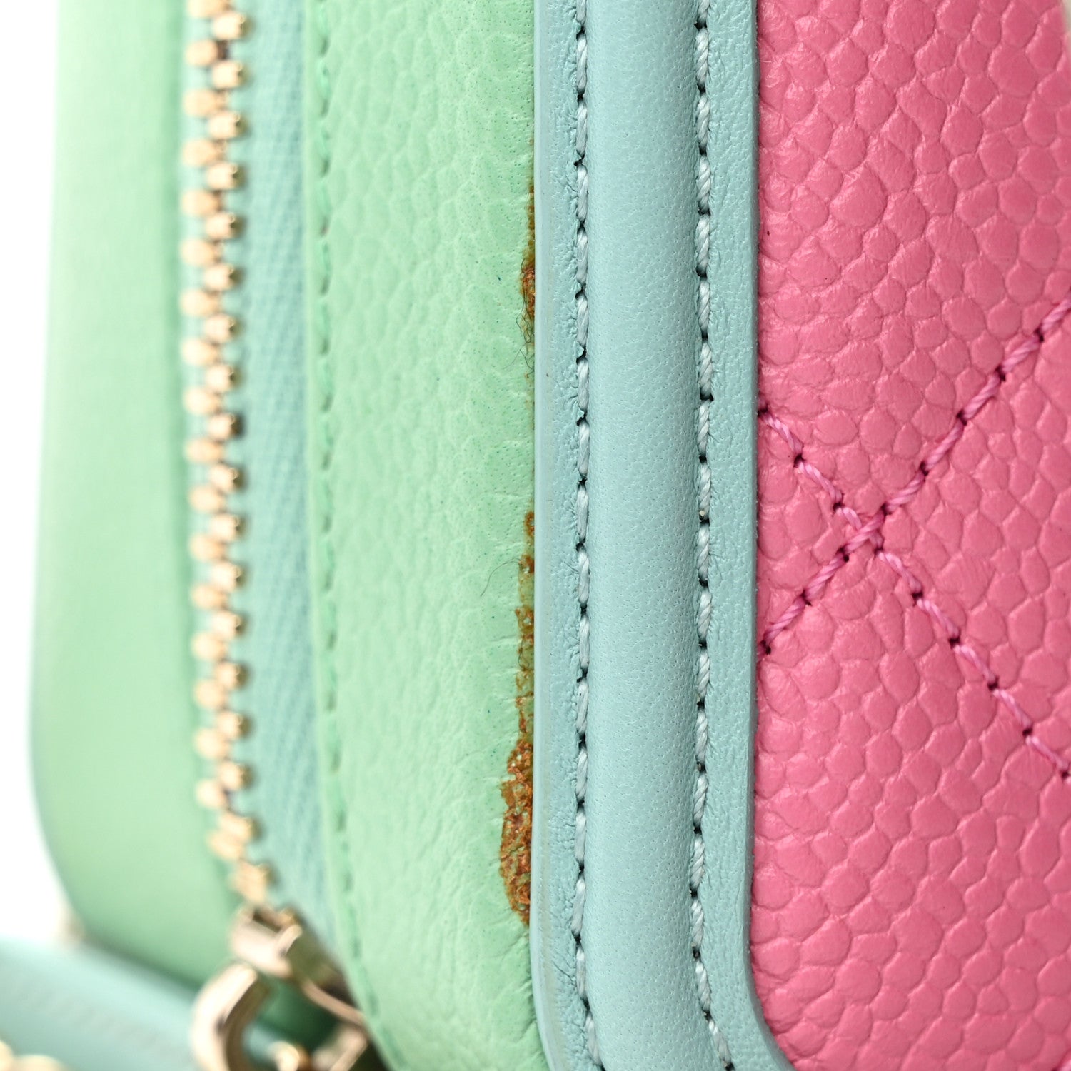 Chanel Caviar Quilted Small CC Filigree Vanity Case Pink Green Blue 13 of 15