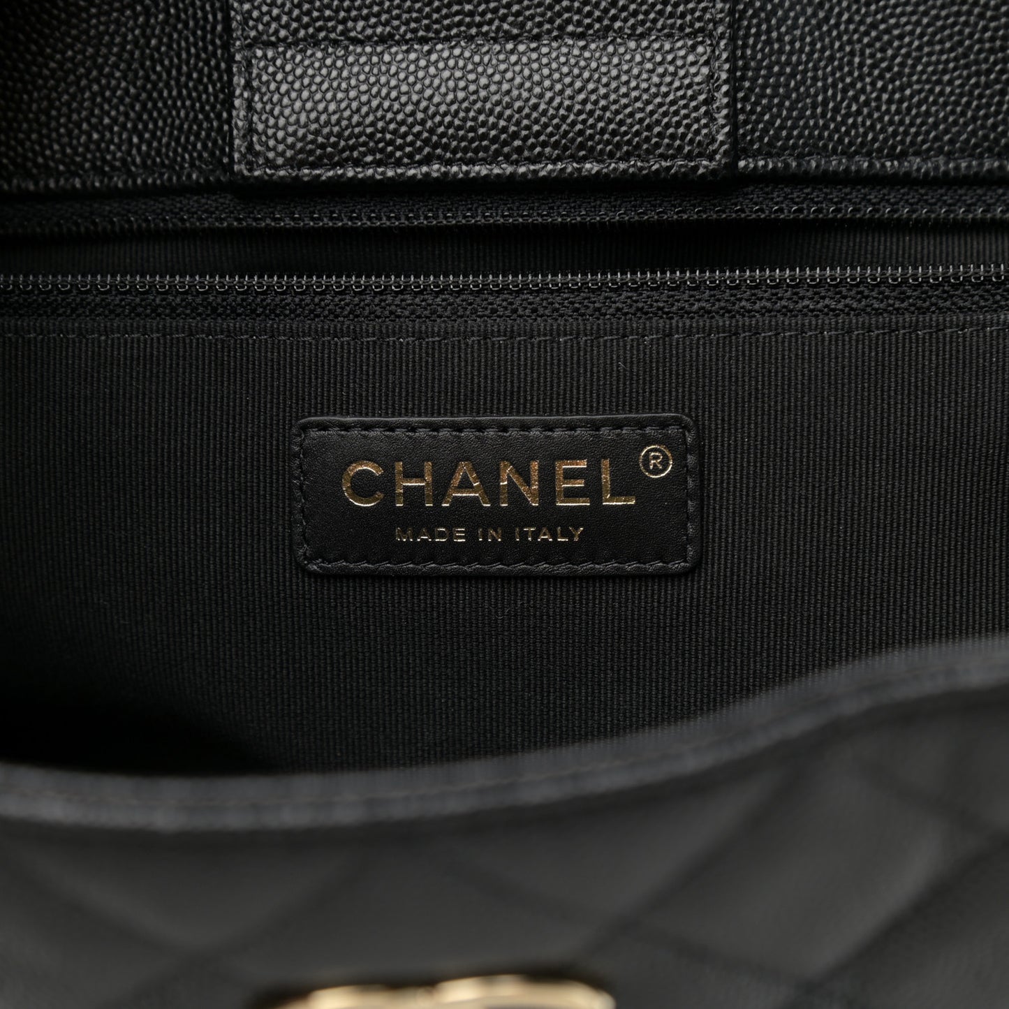 Caviar Quilted Large Shopping Tote Black