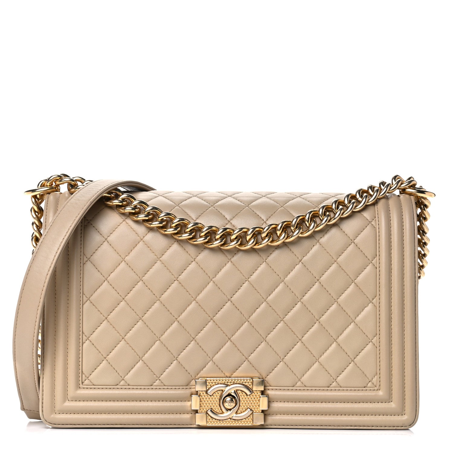 Chanel Lambskin Quilted New Medium Boy Flap Beige 1 of 15