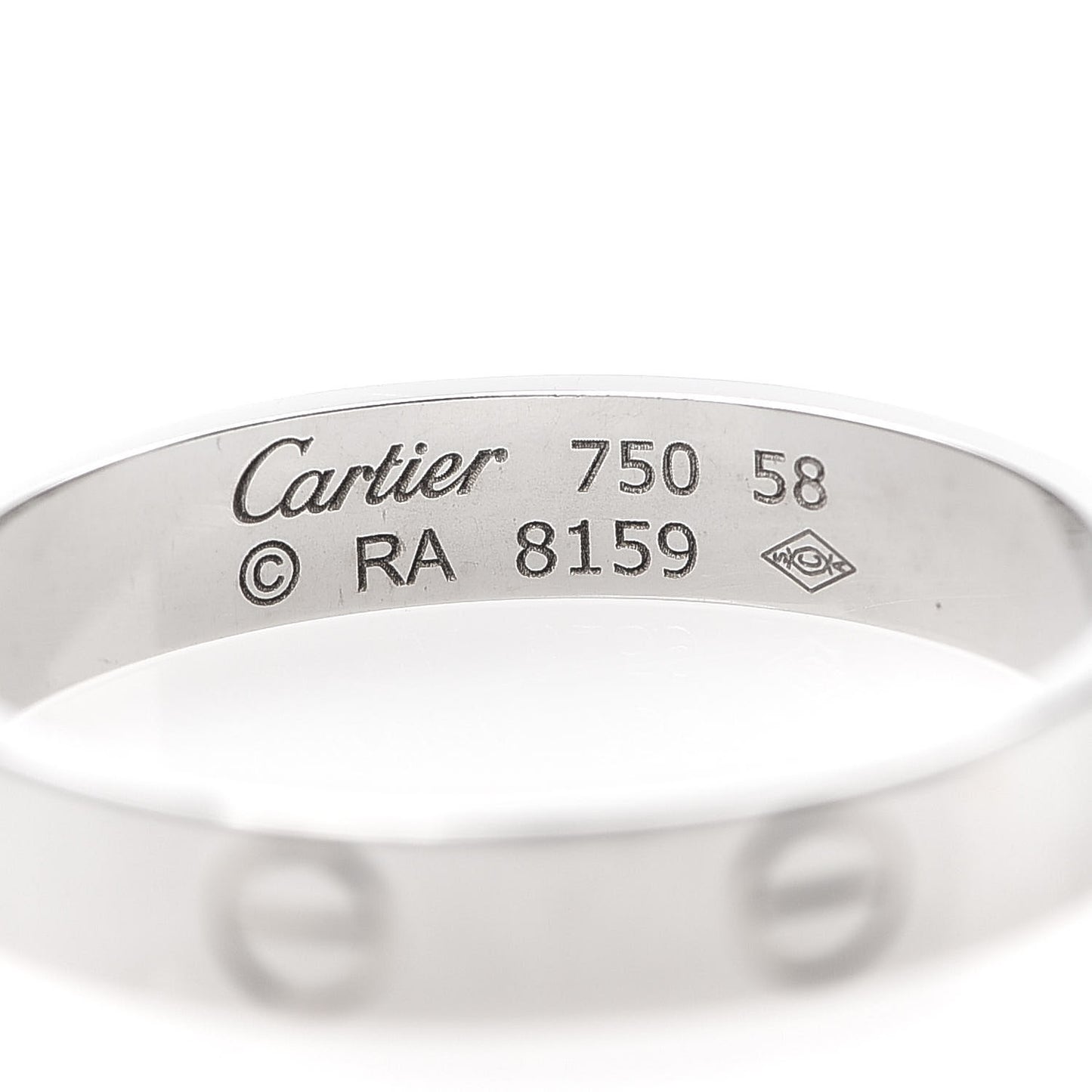 18K White Gold 3.5mm LOVE Wedding Band Ring 58 8.25