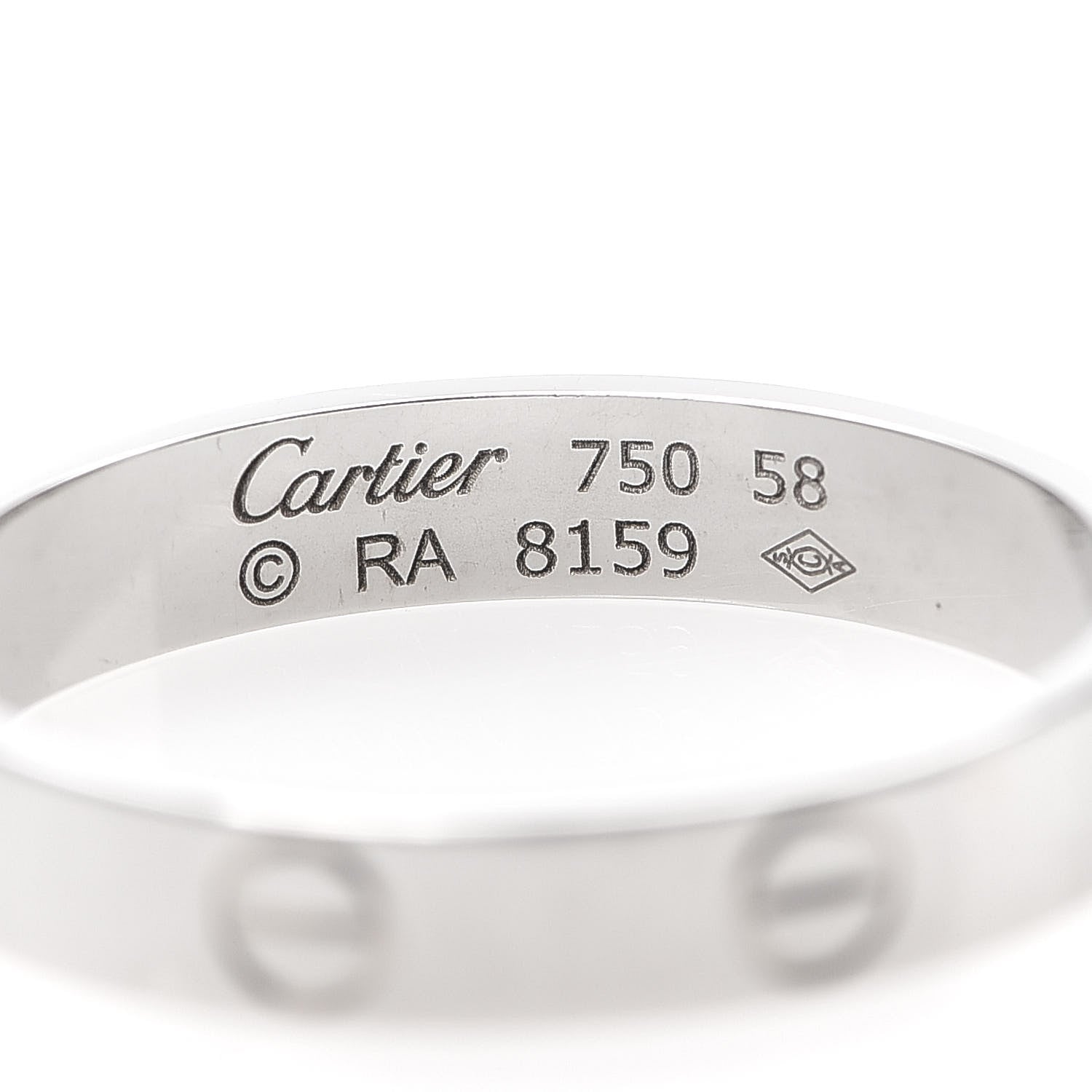 Cartier 18K White Gold 3.5mm LOVE Wedding Band Ring 58 8.25 4 of 4