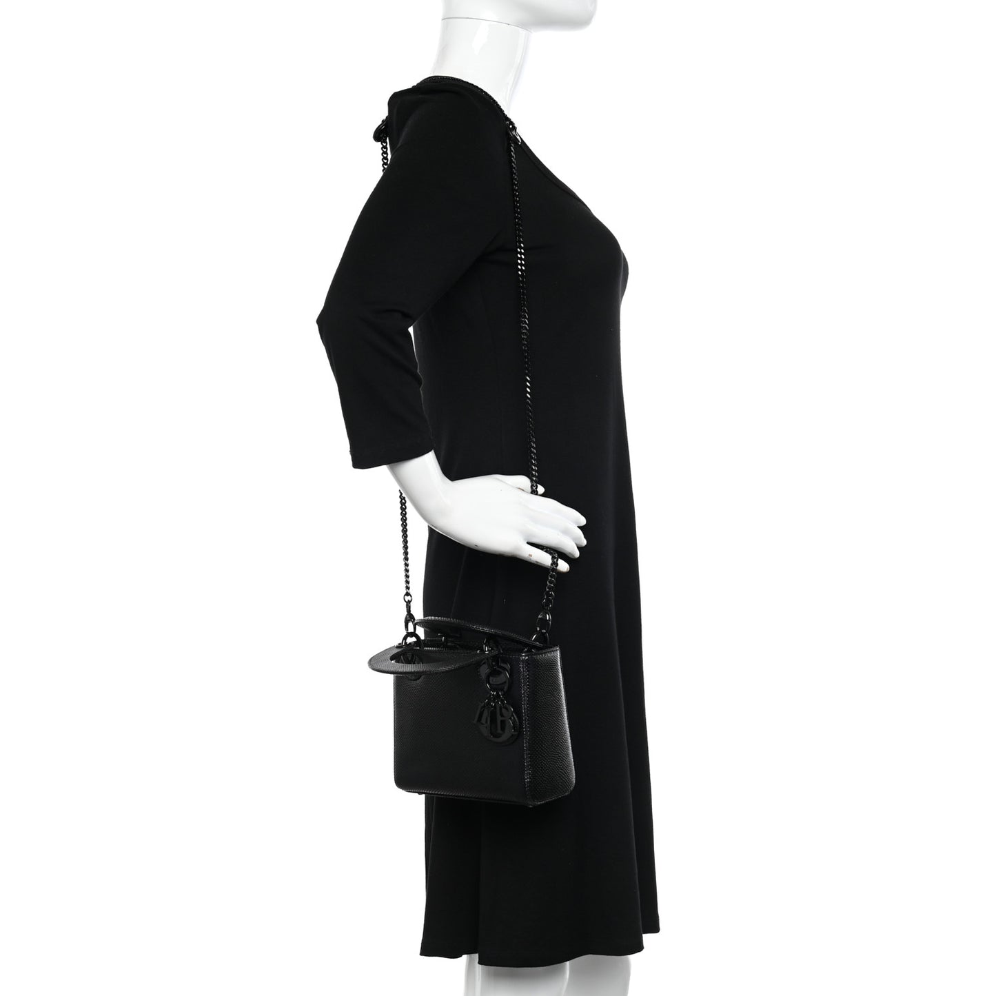 Metallic Karung Mini Lady Dior Black