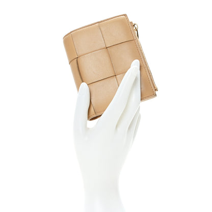 Bottega Veneta Nappa Maxi Intrecciato Small Bi-Fold Zip Wallet Porridge 2 of 8