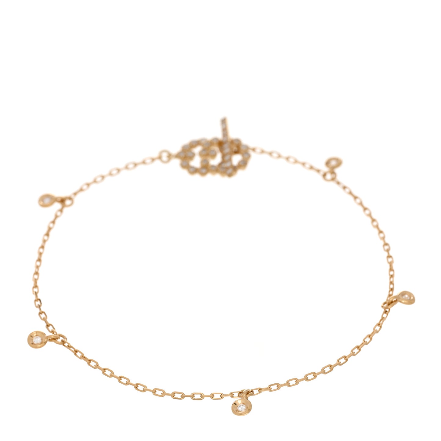 18K Yellow Gold Diamond GG Running Toggle Bracelet
