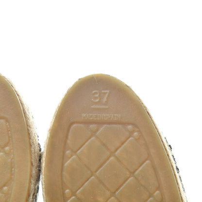 Chanel Tweed Velvet CC Espadrilles 37 Grey Black 6 of 10