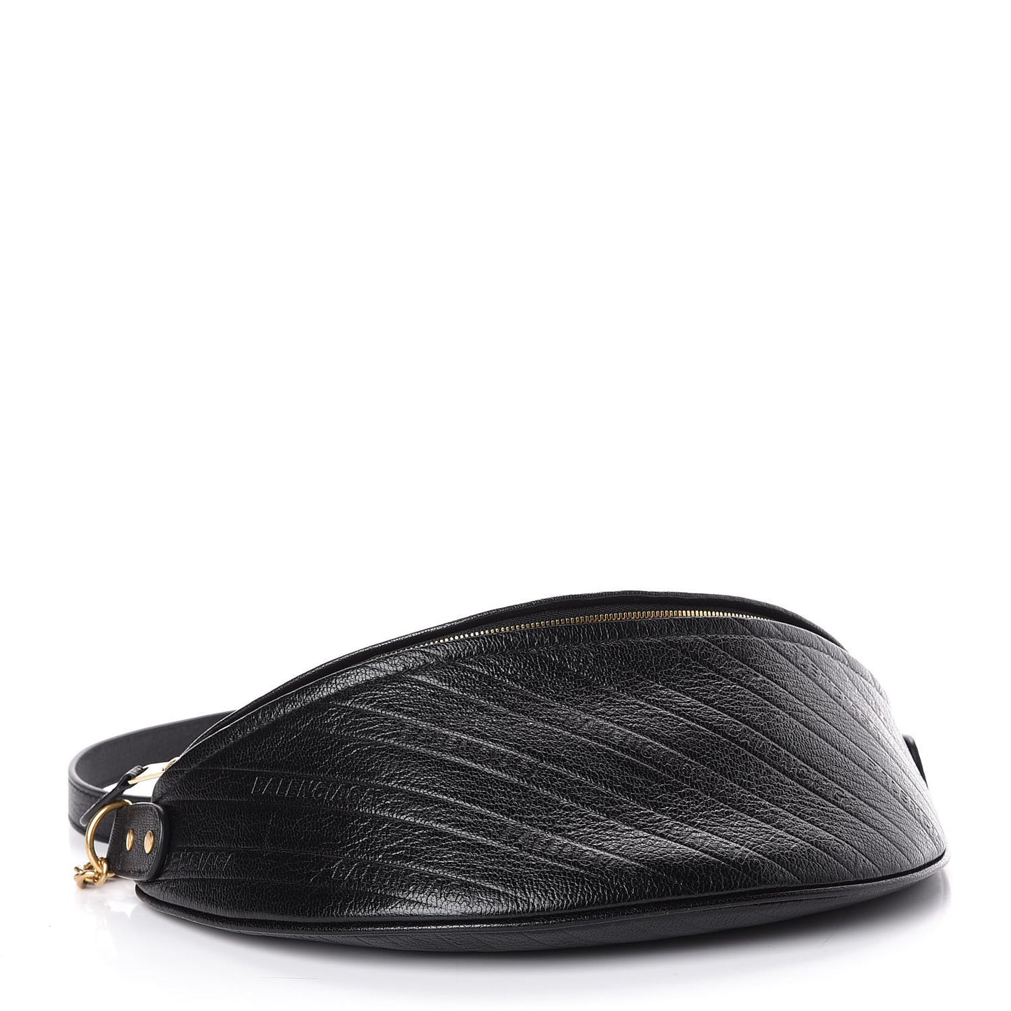 Shiny Goatskin Allover Logo Embossed XS Souvenir Belt Bag Black