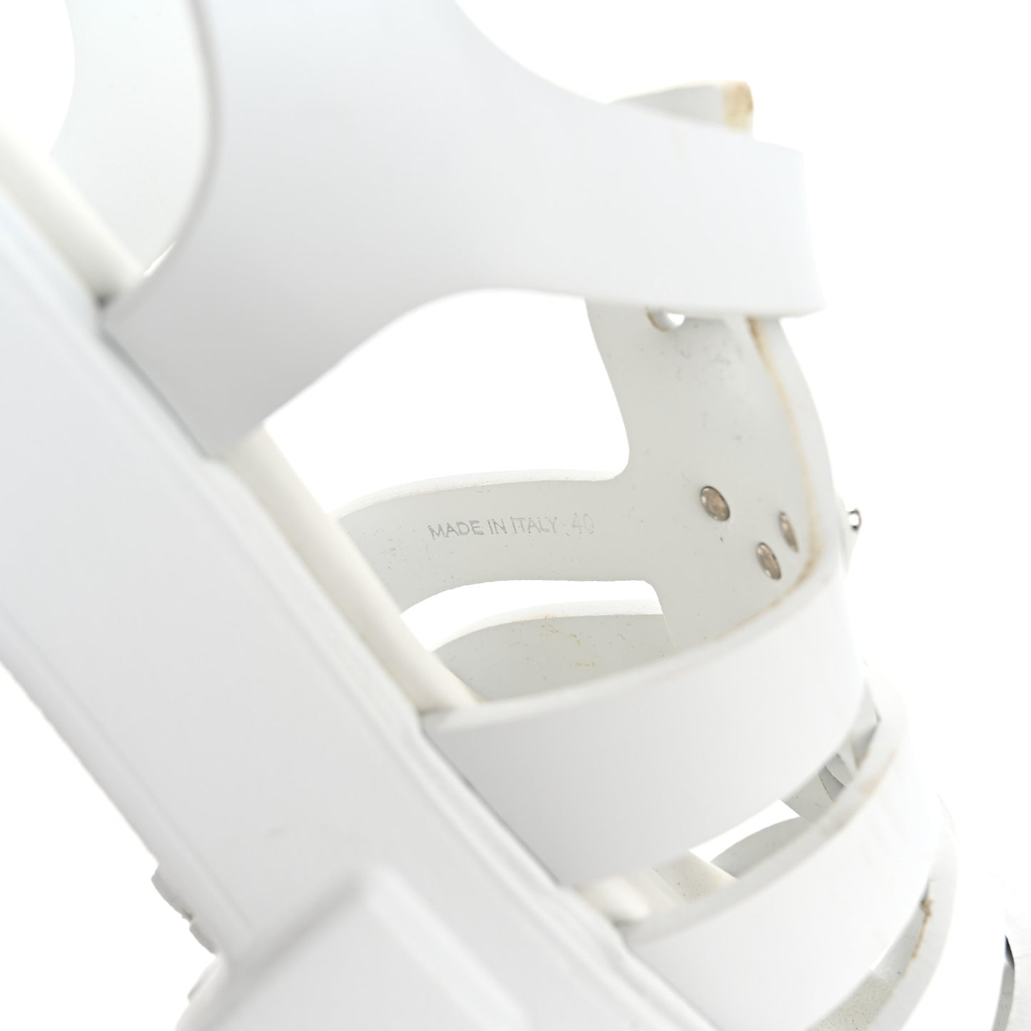 Foam Rubber Metal Triangle Logo Monolith 55mm Cage Sandals 40 White