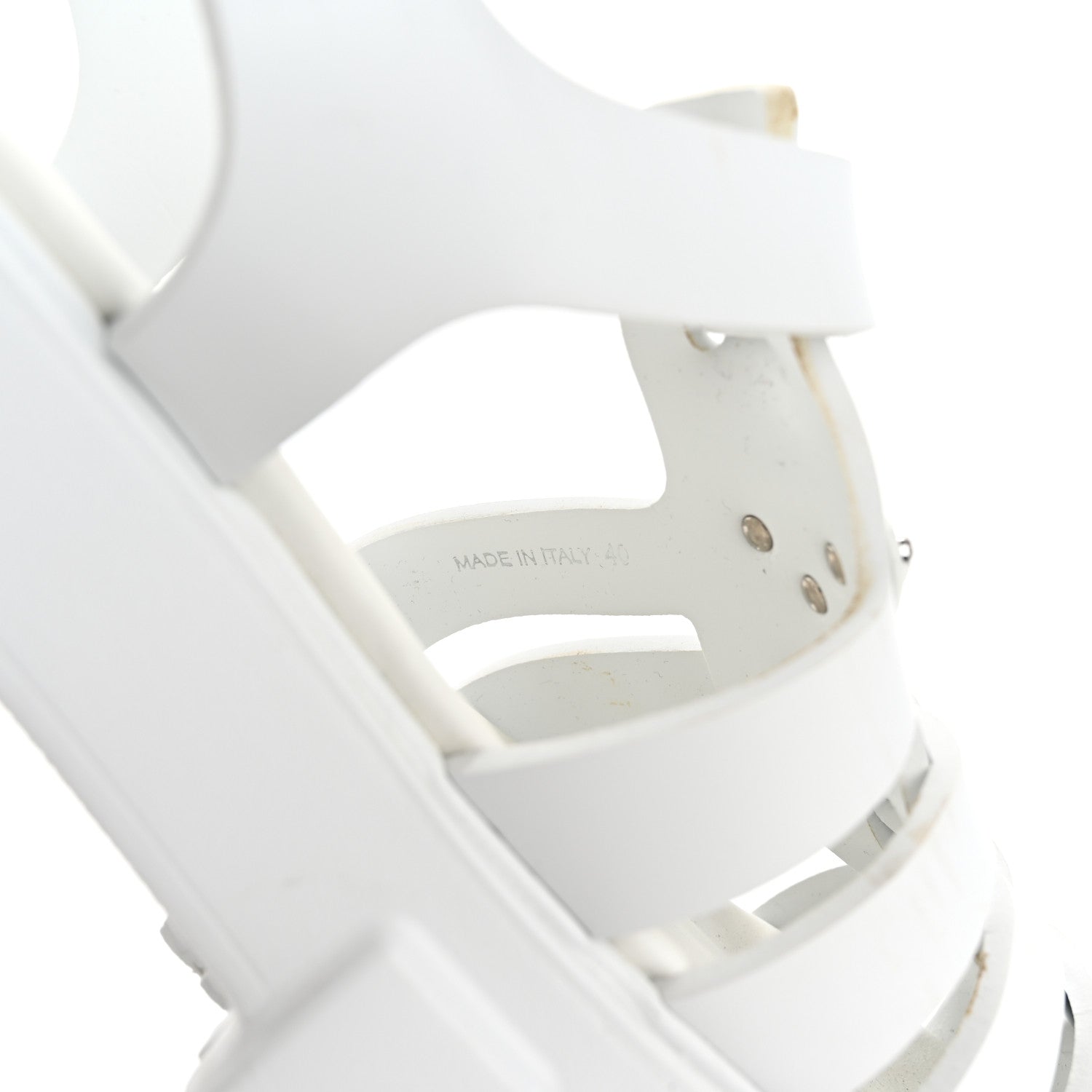 Prada Foam Rubber Metal Triangle Logo Monolith 55mm Cage Sandals 40 White 9 of 10