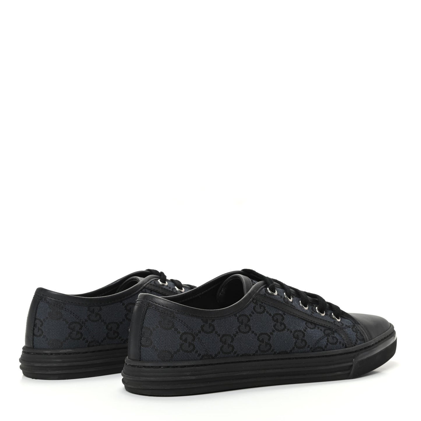 GG Monogram Calfskin Womens Low Top Sneakers 37 Piombo Black